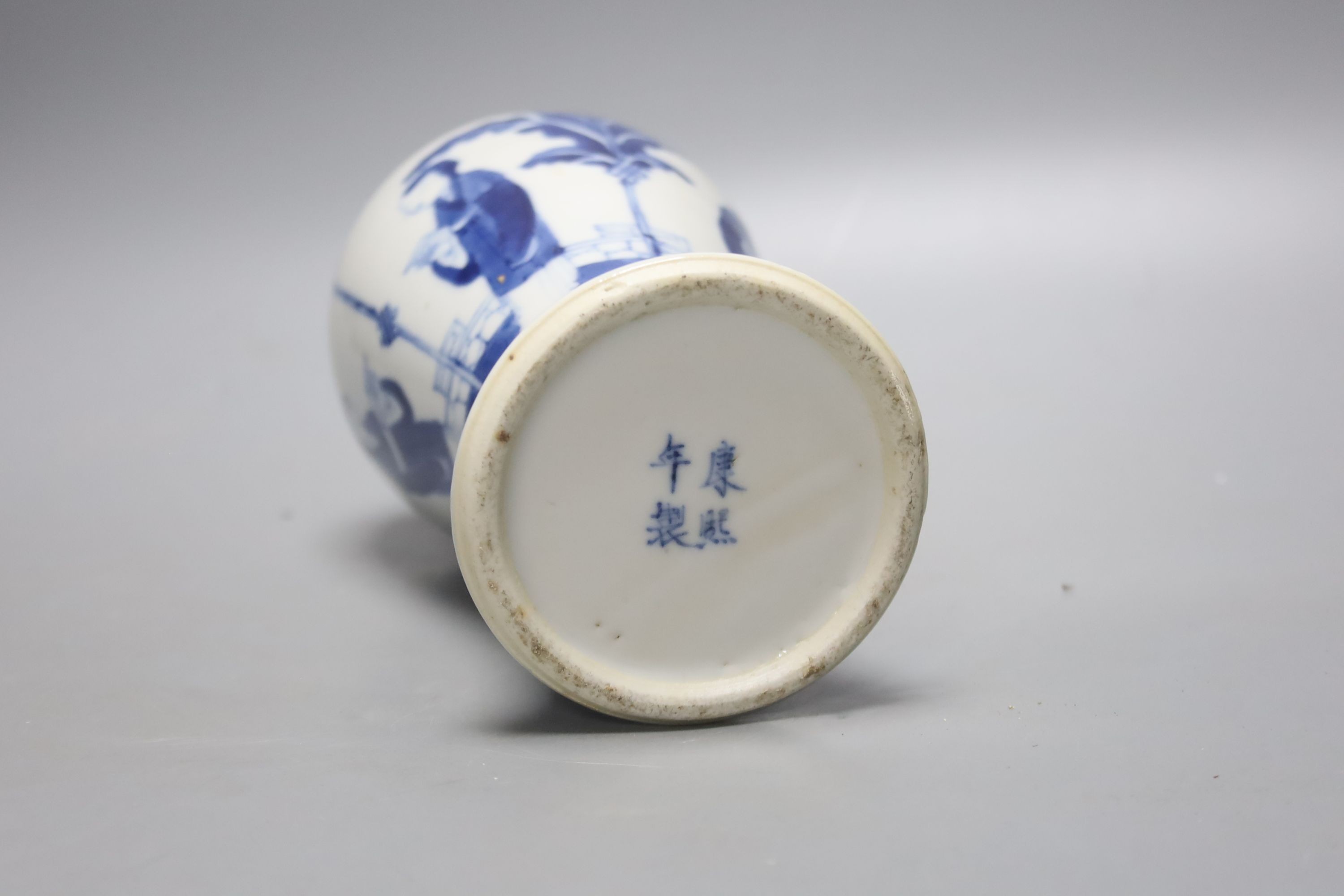 A Chinese blue and white baluster vase, c.1900, height 28.5cm